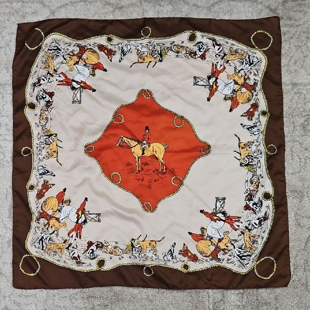 Equestrian Hunt Themed Silk Scarf